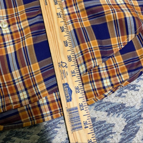 Hickey Freeman / fall orange plaid orange button down L EUC - Picture 7 of 7